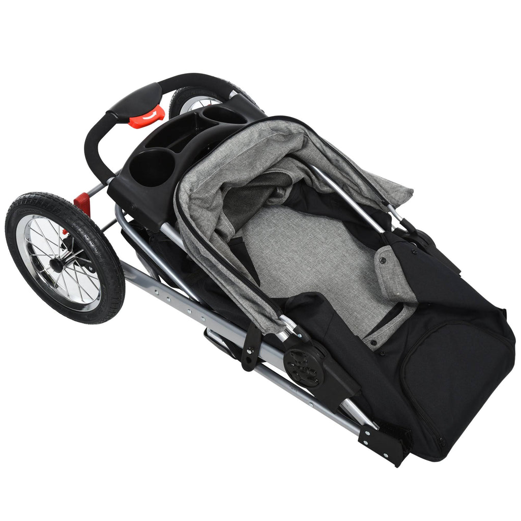 Grey Folding Pet Stroller with Adjustable Canopy R4868