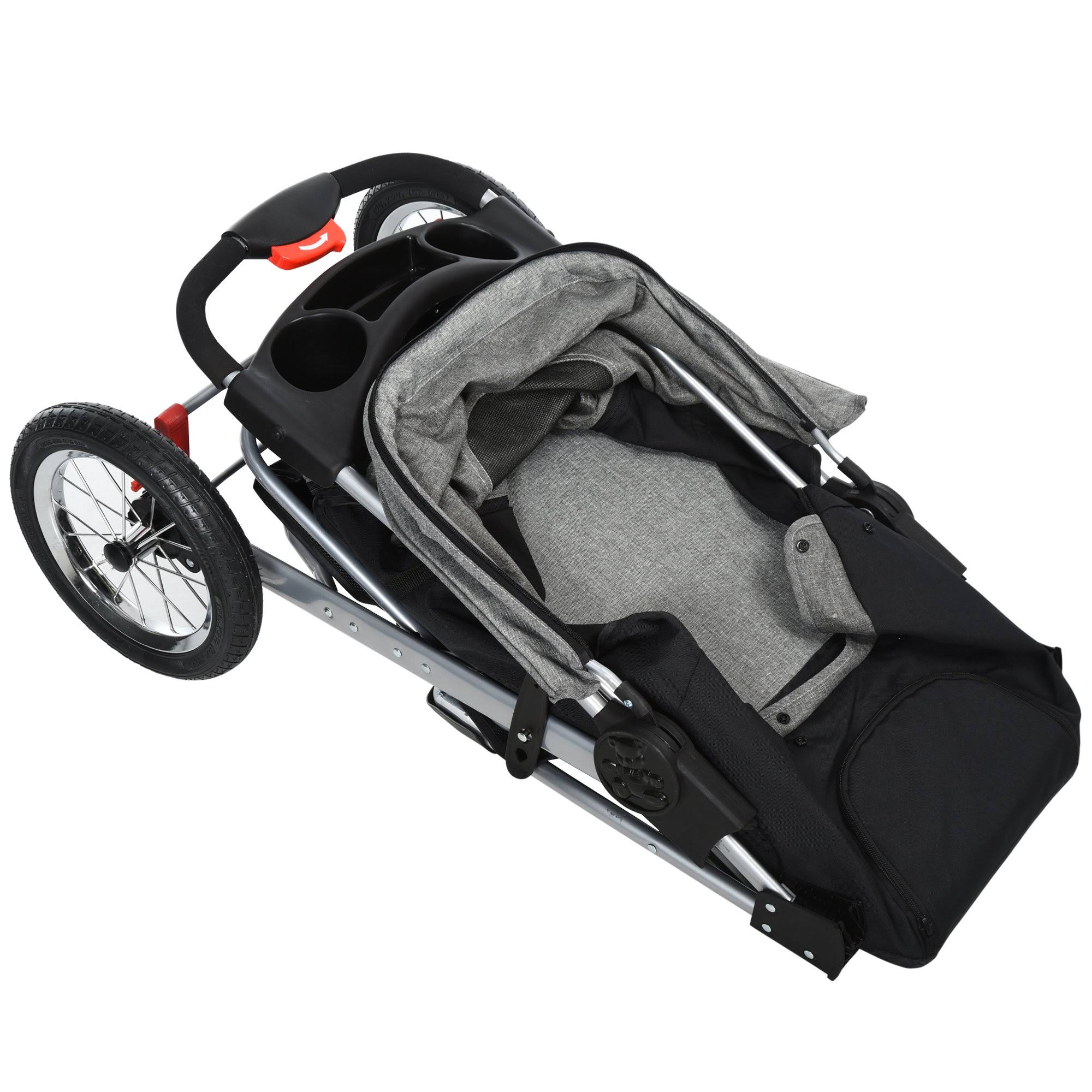 Grey Folding Pet Stroller with Adjustable Canopy R4868
