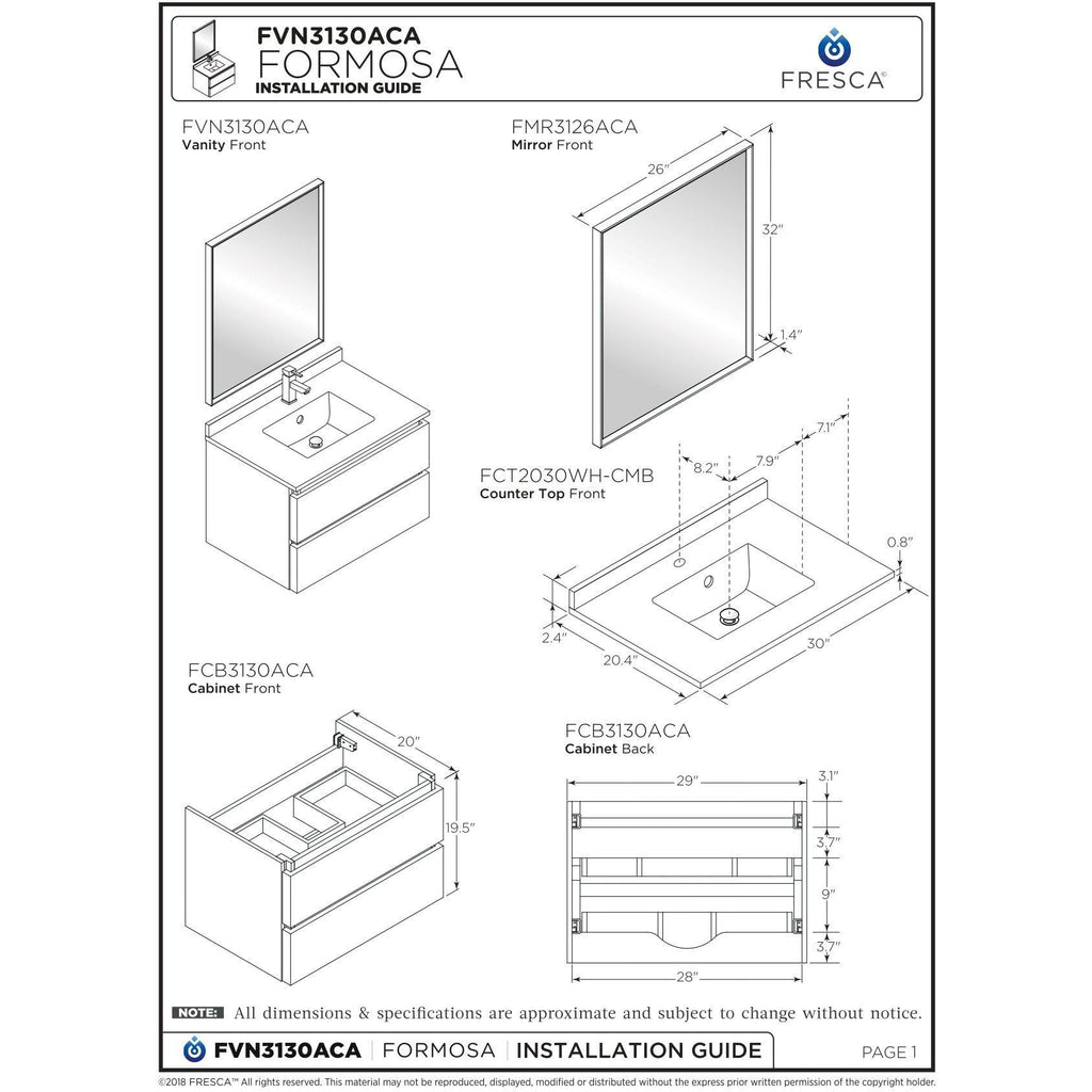 Wall Hung Bathroom Cabinet F825