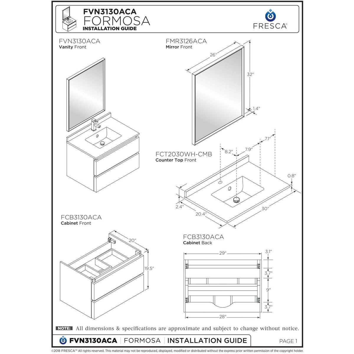 Wall Hung Bathroom Cabinet F825