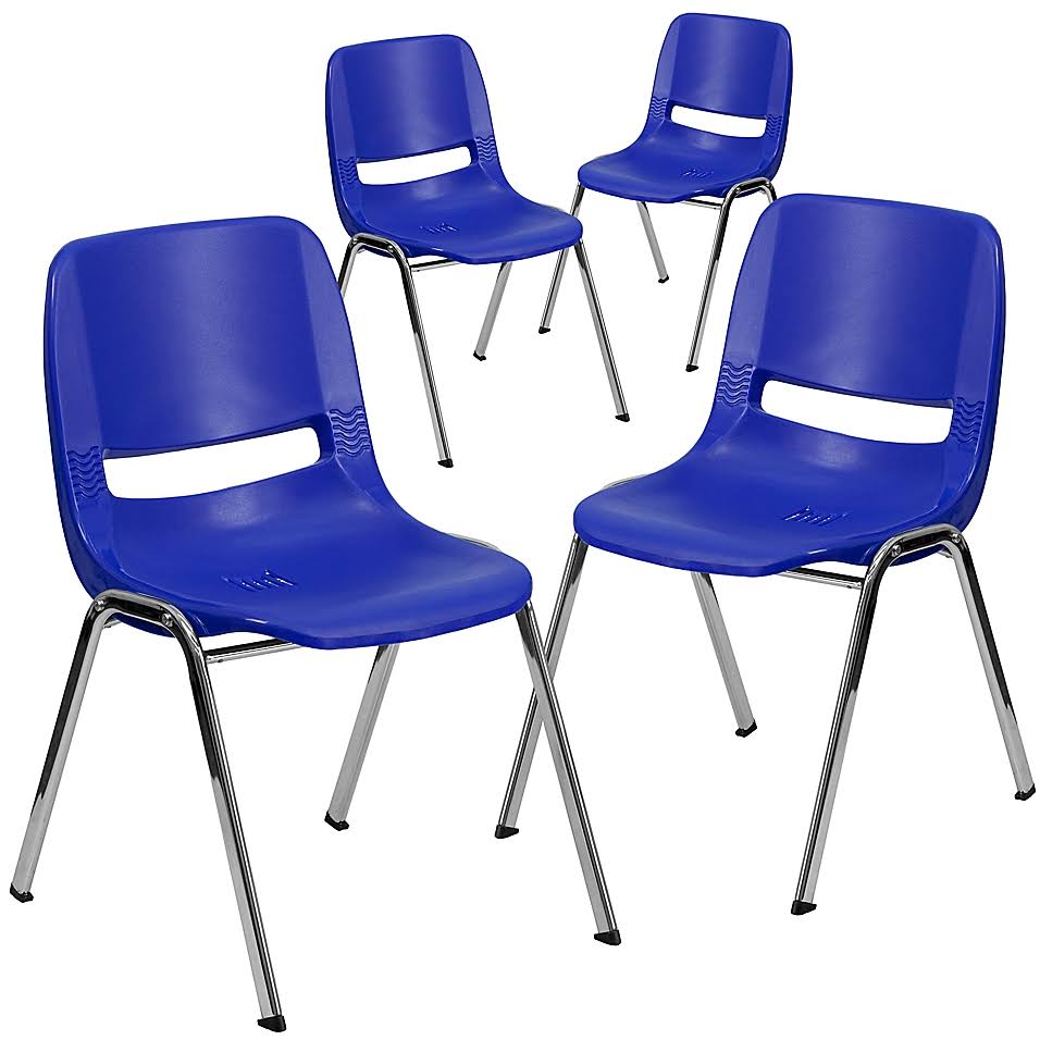 Navy Blue Plastic Stack Chairs (Set of 4) O74489