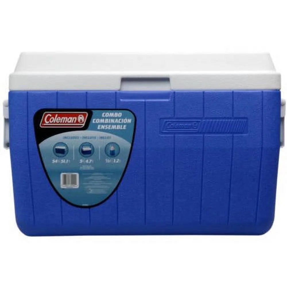 Blue 3-Piece Cooler Combo, 54 QT Chest Cooler, 5 QT Personal Cooler, 1/3 Gallon Jug R45916