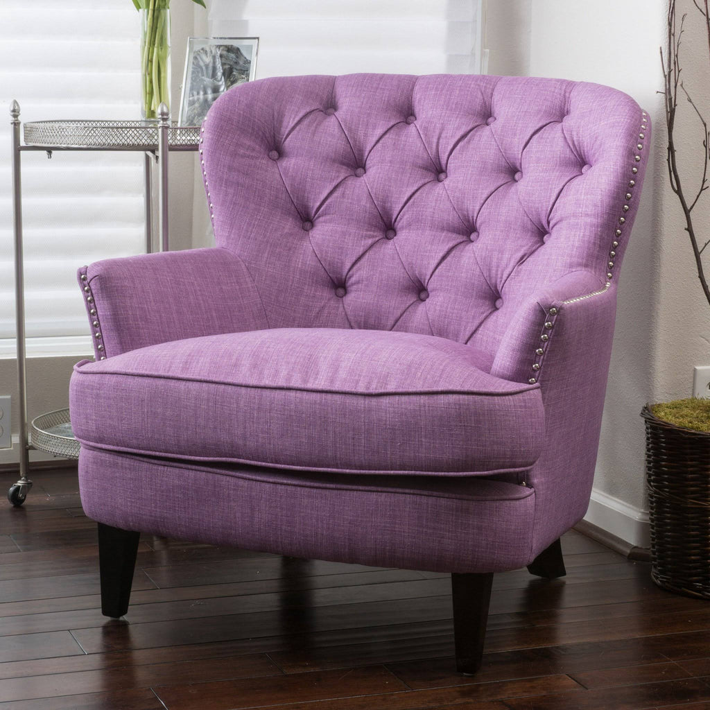 Grey Tufted Fabric Club Chair E441