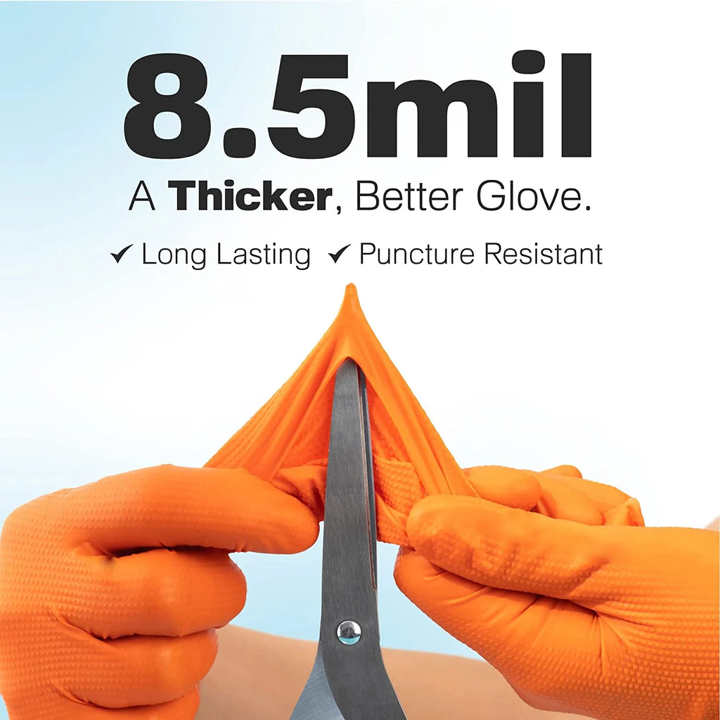Orange Nitrile Disposable Gloves, Large, 100 Count per Box K445