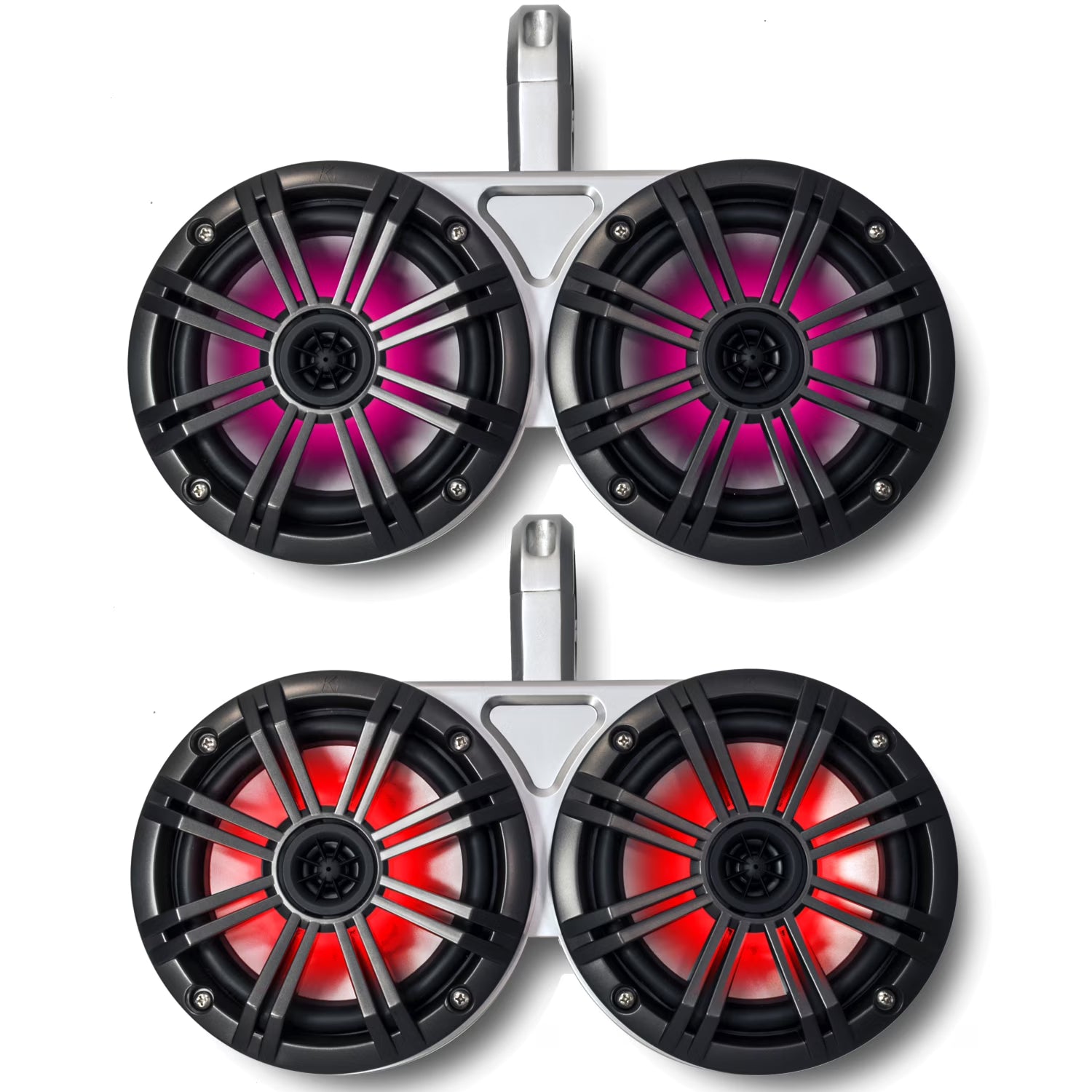 White Dual Wake Tower System with Charcoal 6.5" Marine RGB LED Speakers C642705