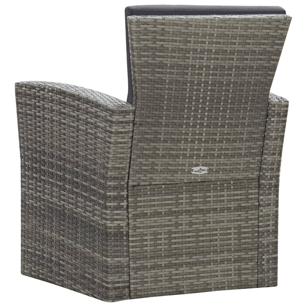 Gray Poly Rattan Patio Lounge Set with Table, Bench and 2 Chairs S9658