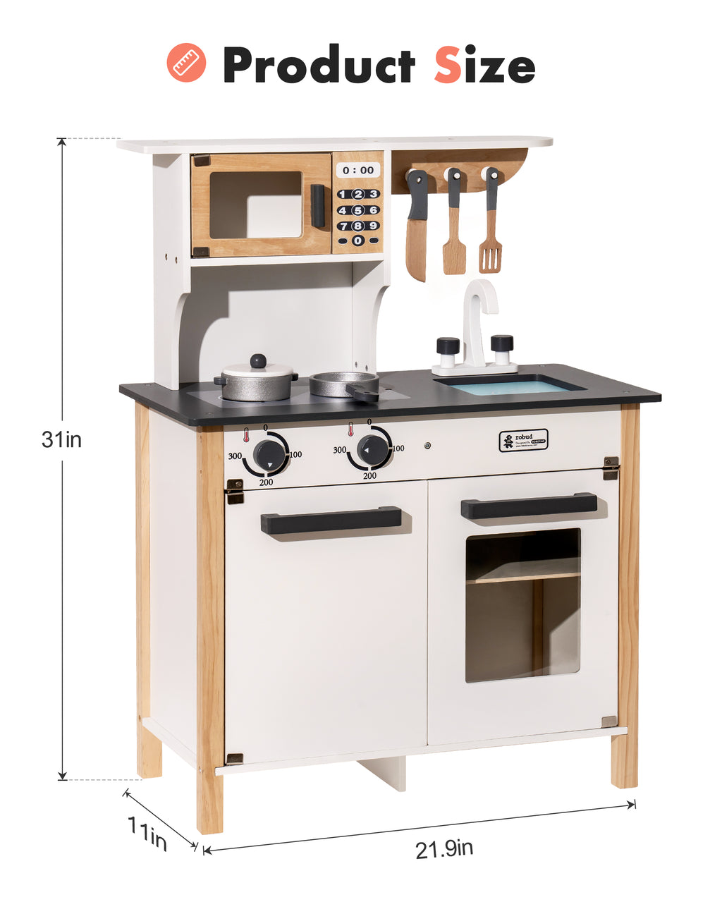 White Pretend Wooden Kitchen Play Set P417