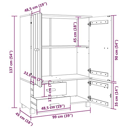 Solid Wood Pine Wardrobe V773