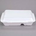 White 2-Compartment Hinged Lid Foam Container A321
