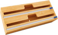 Bamboo Wood Wrap Dispenser with Slide Cutter 2 Slots Aluminum Foil Organizer Pack of 2 J92719
