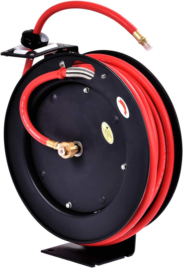 3/8" x 25' Wall Mount Steel Air Hose Reel, 300 PSI, Pack of 2 C8429