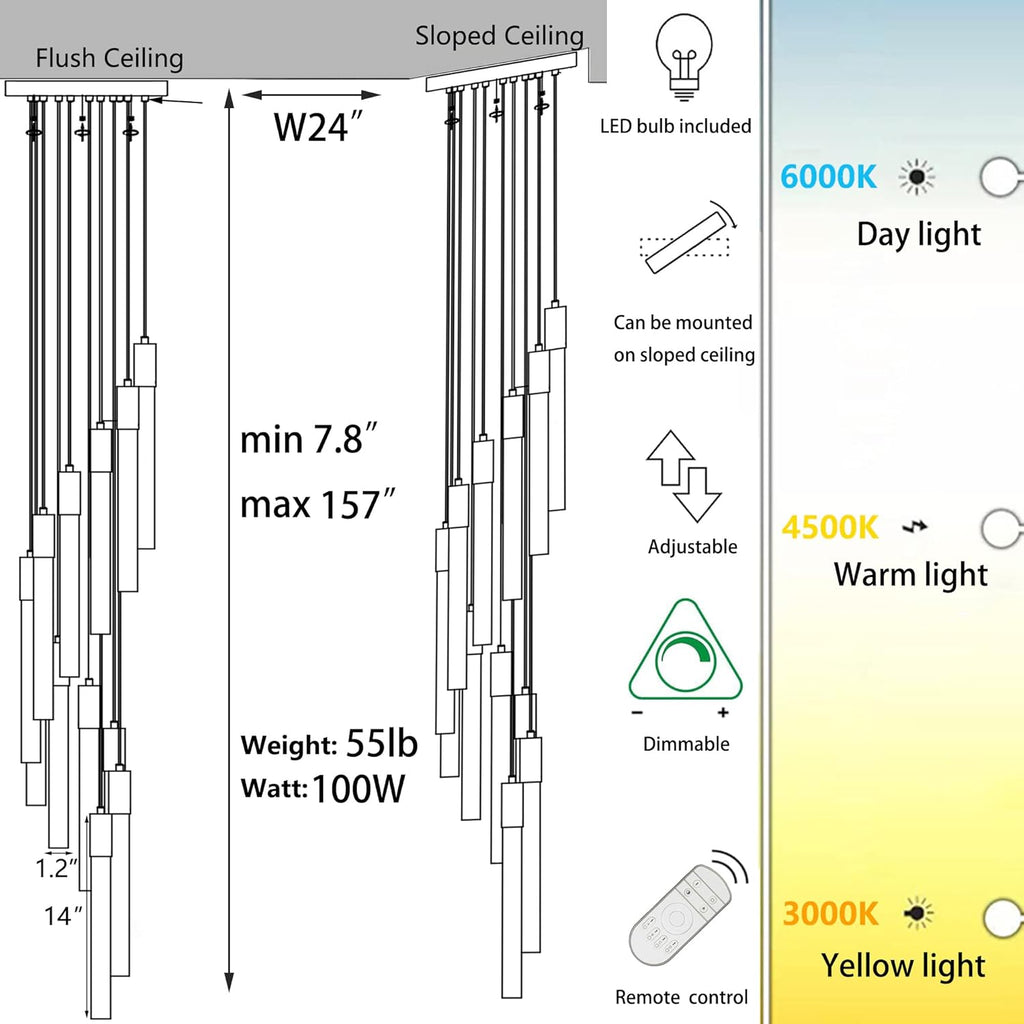 24-Lights Silver Chrome Modern Dimmable Crystal Chandelier Q77426