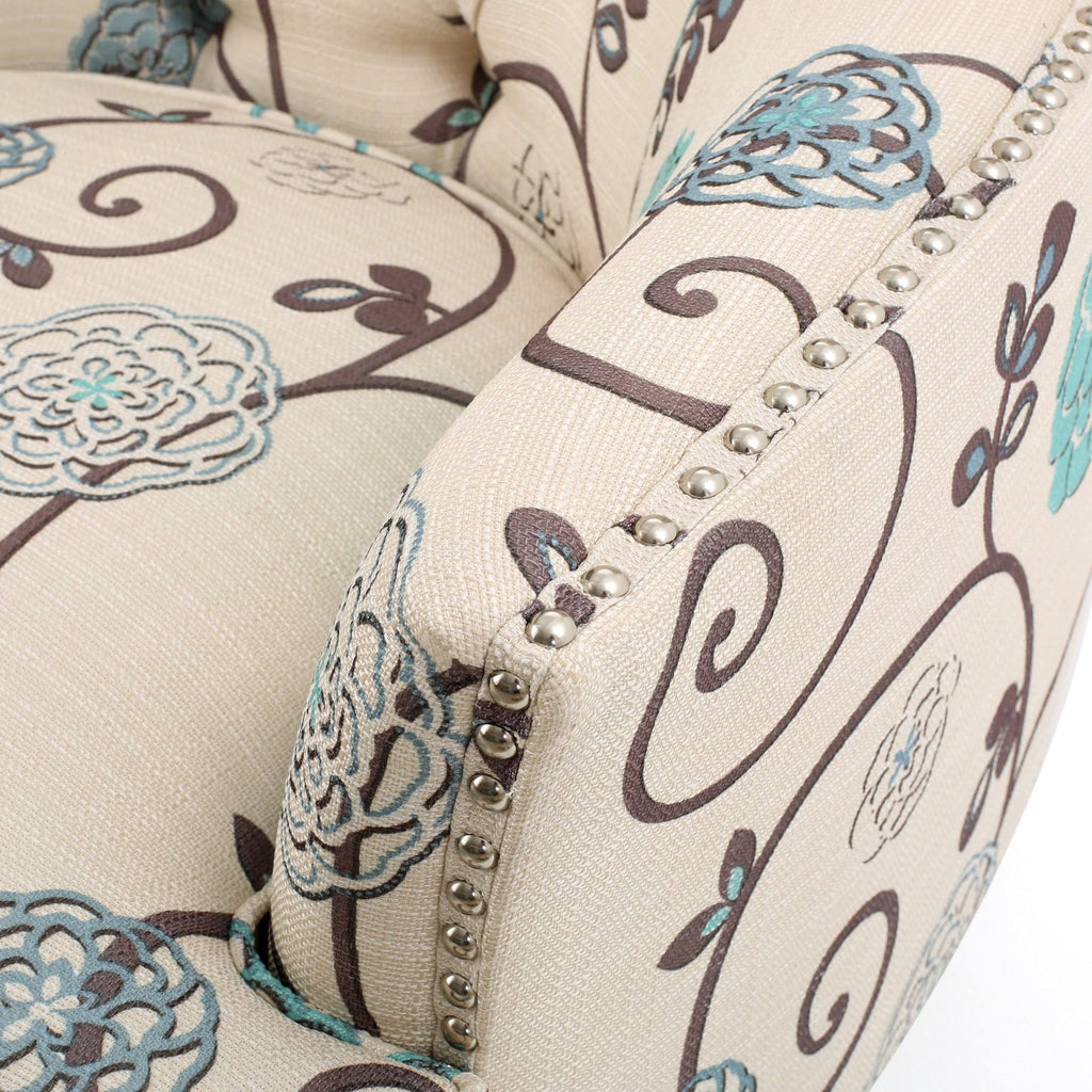 Grey Tufted Fabric Club Chair E441