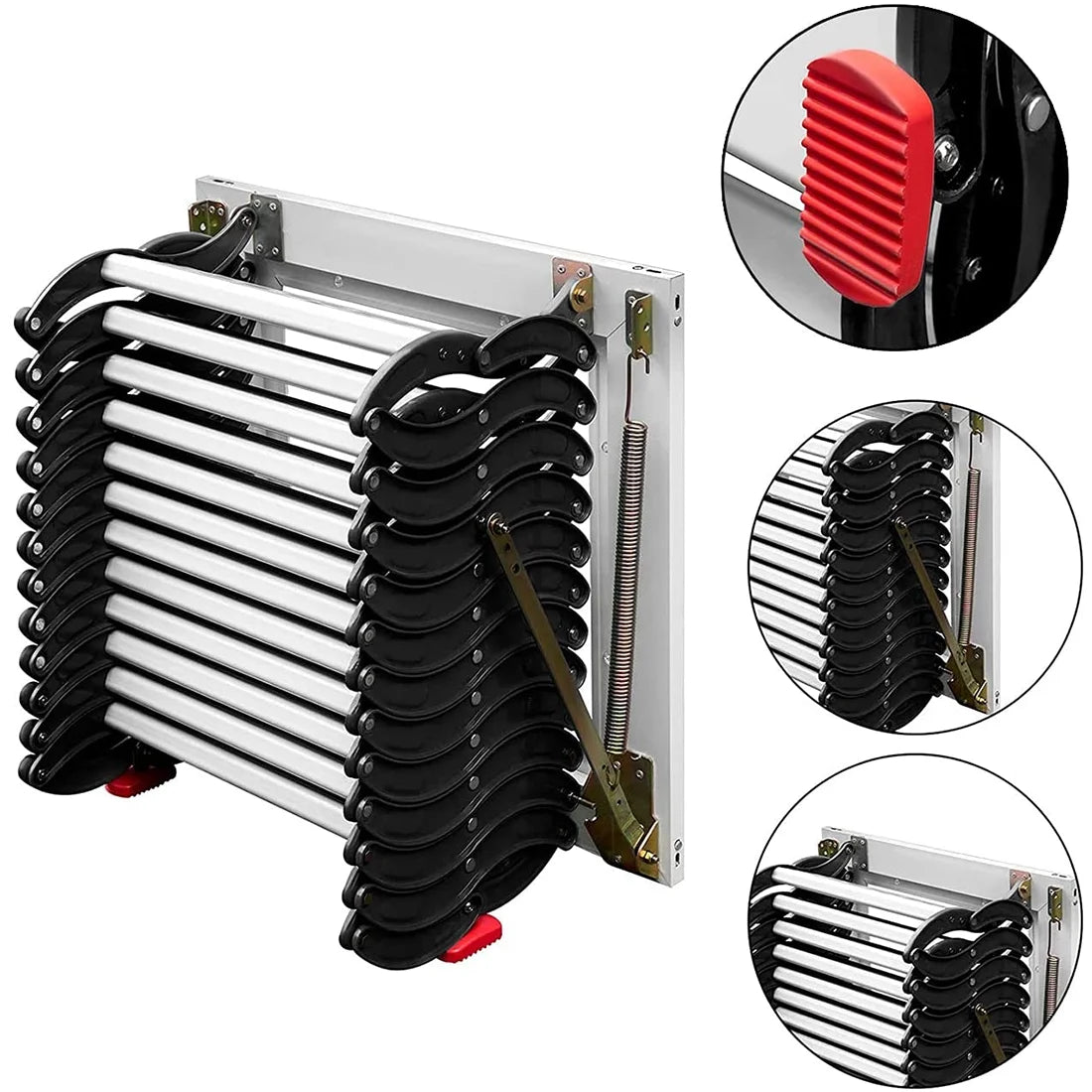 Black-White Al-mg Alloy Wall Mounted Folding Attic Ladder Y289