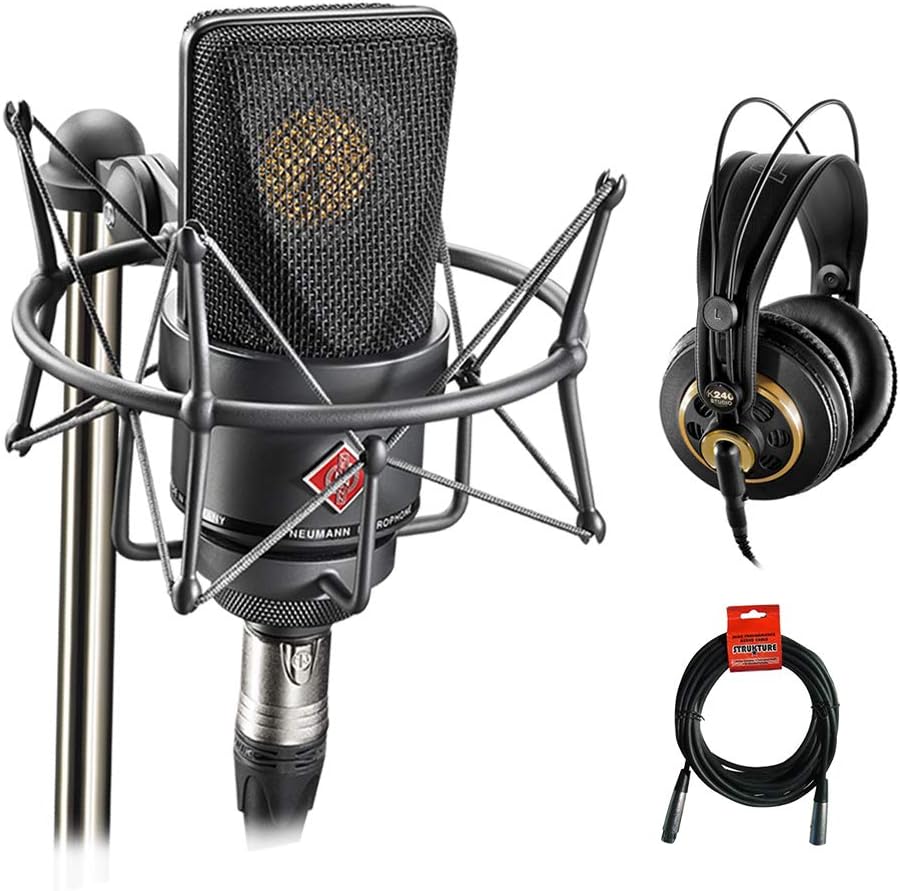 Condenser Microphone Mono Set with Headphones & XLR Cable Bundle X4835