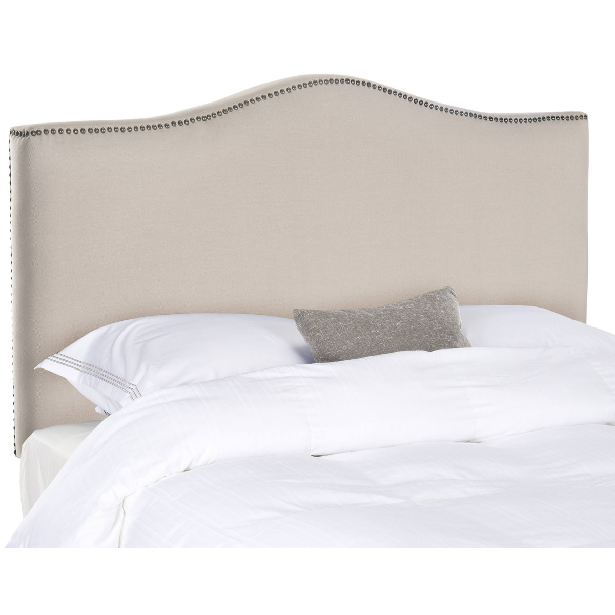 Taupe Brass Nailhead Headboard (Full) E599