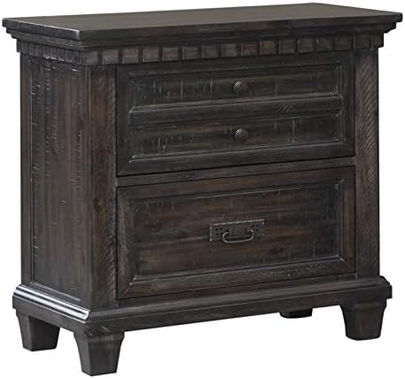 Solid Acasia Wood Nightstand in Smokey Gray Oak J62290
