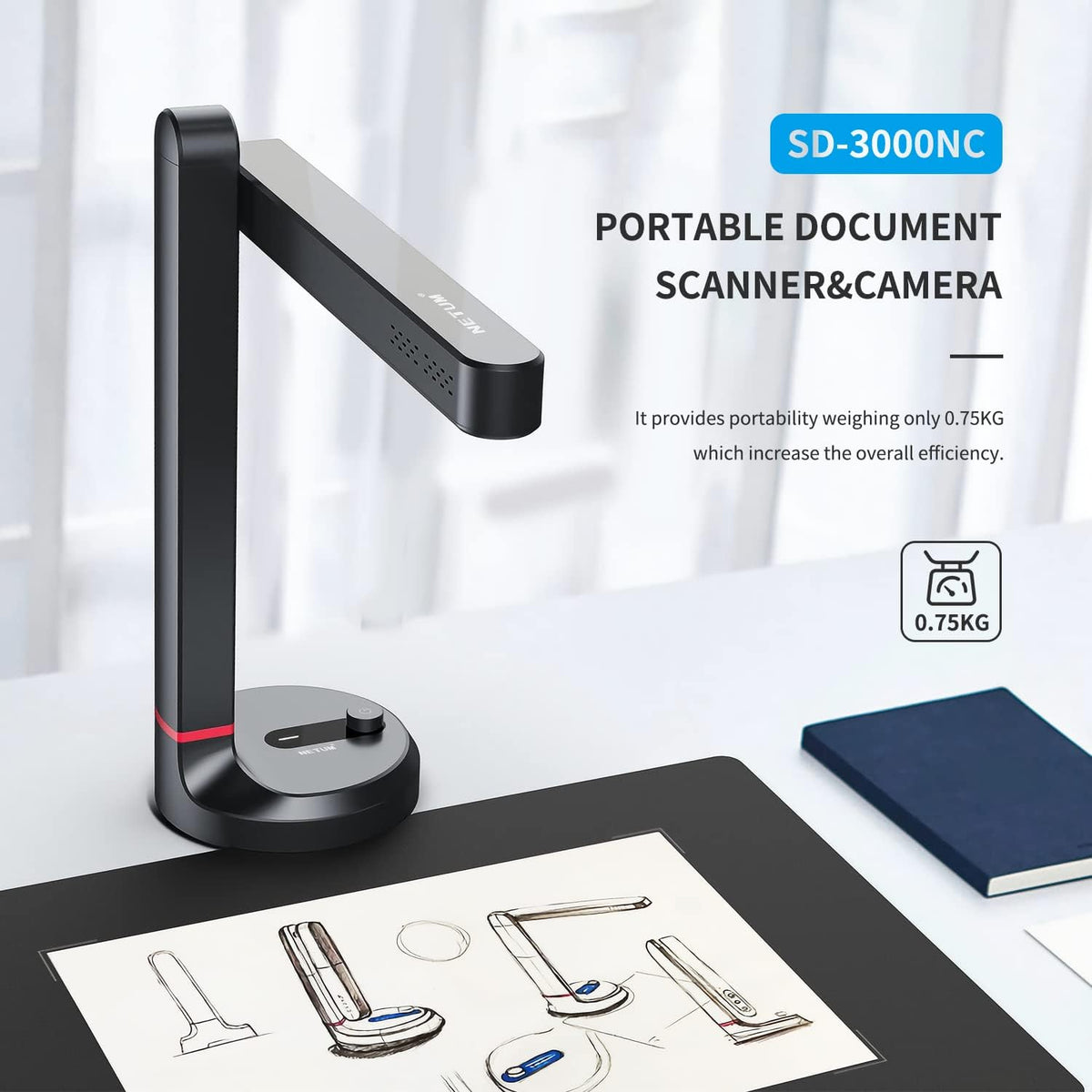 Document Camera with OCR Function, 8 Mega-Pixel Lens with LED Lights O8565