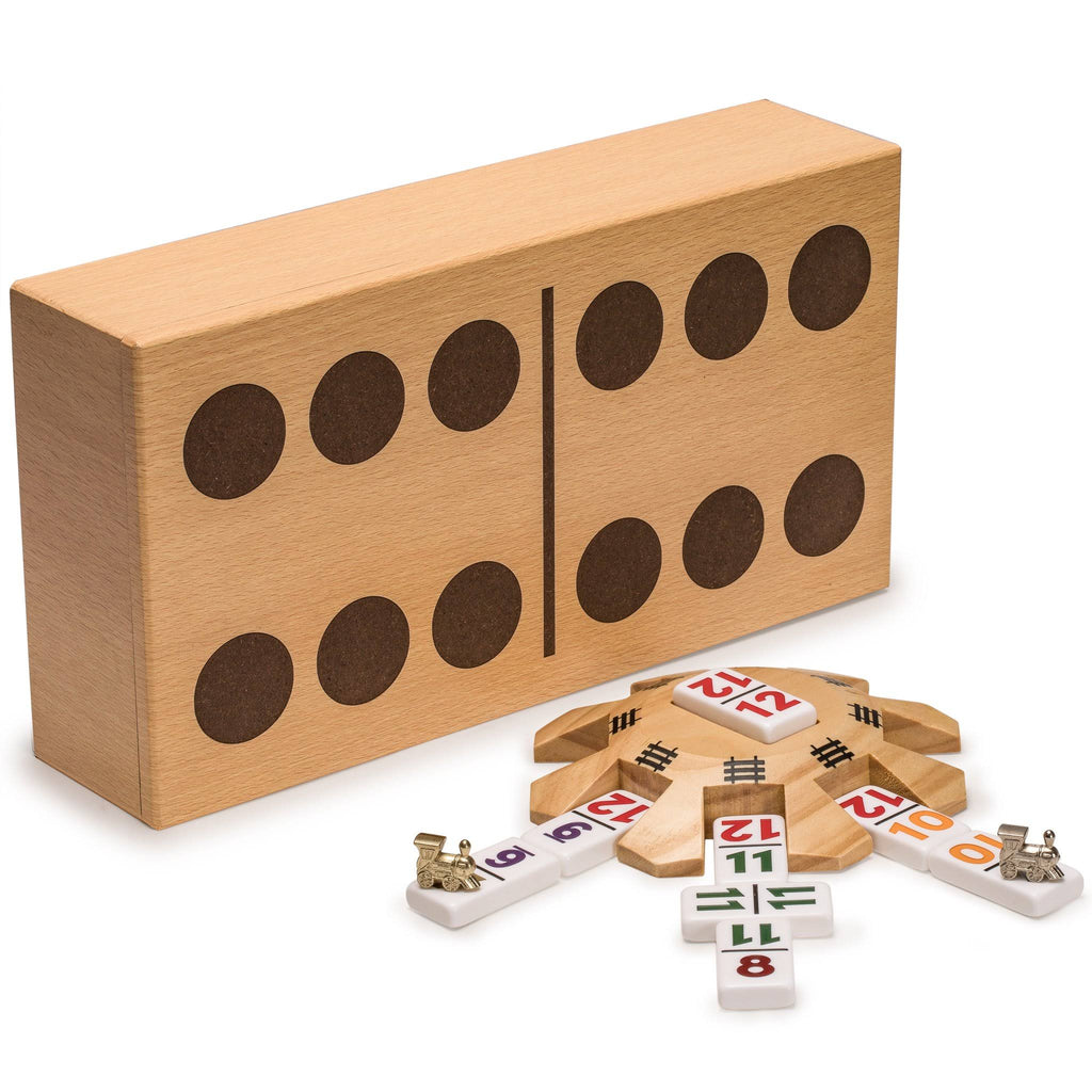 Complete Mexican Train Dominoes Set with Double 12 Dominoes, Wooden Hub R49570