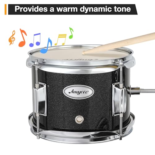 3 Piece Junior Drum Set with Cymbal, Tom, Bass Drum, Drumsticks, Bass Pedal and Drum Stool, Black S804792