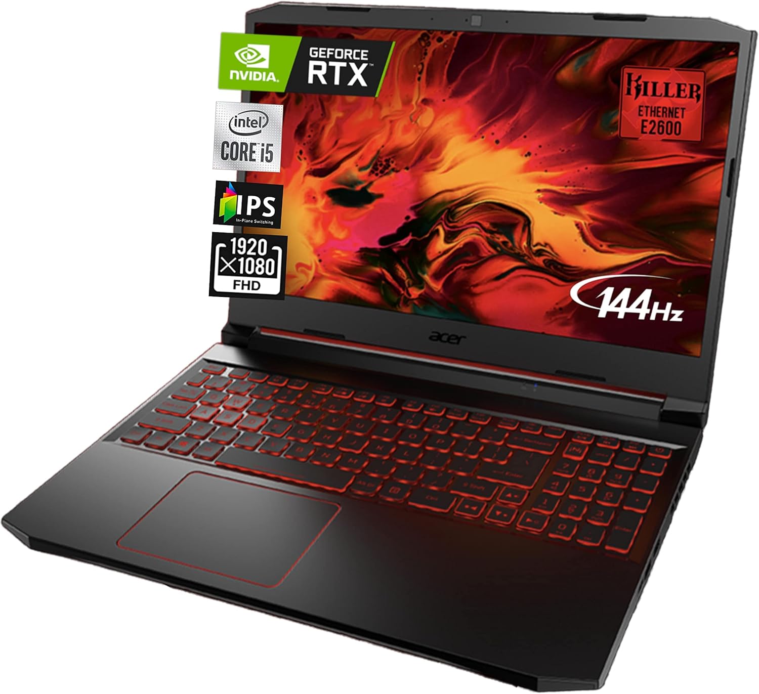15.6" FHD 144Hz Gaming Laptop with Intel Core i5, NVIDIA GeForce RTX 3050, 32GB RAM, 512GB PCIe SSD M28256