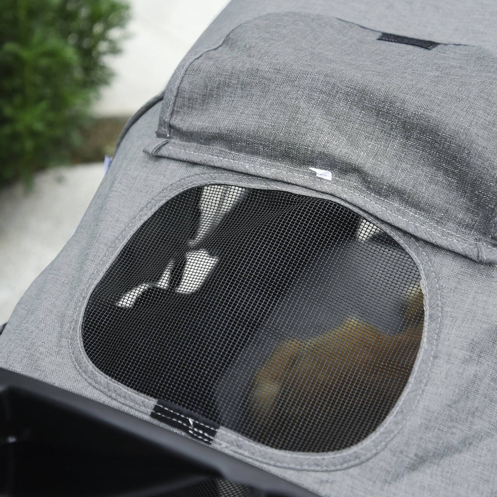 Grey Folding Pet Stroller with Adjustable Canopy R4868