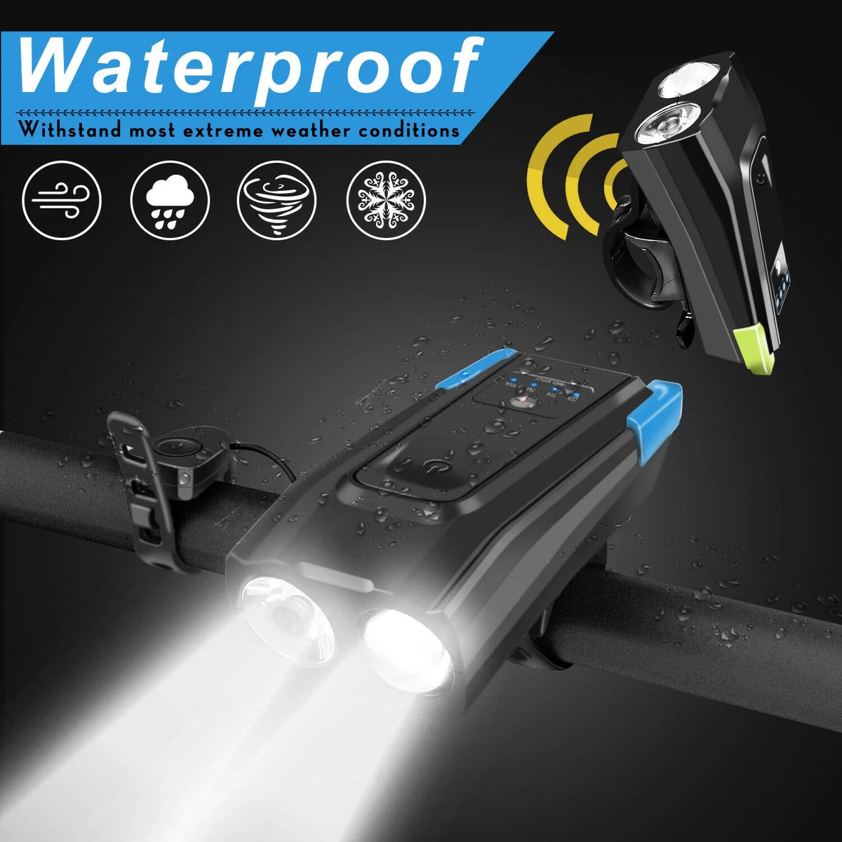 Black+Green Bicycle Front Lamp G144
