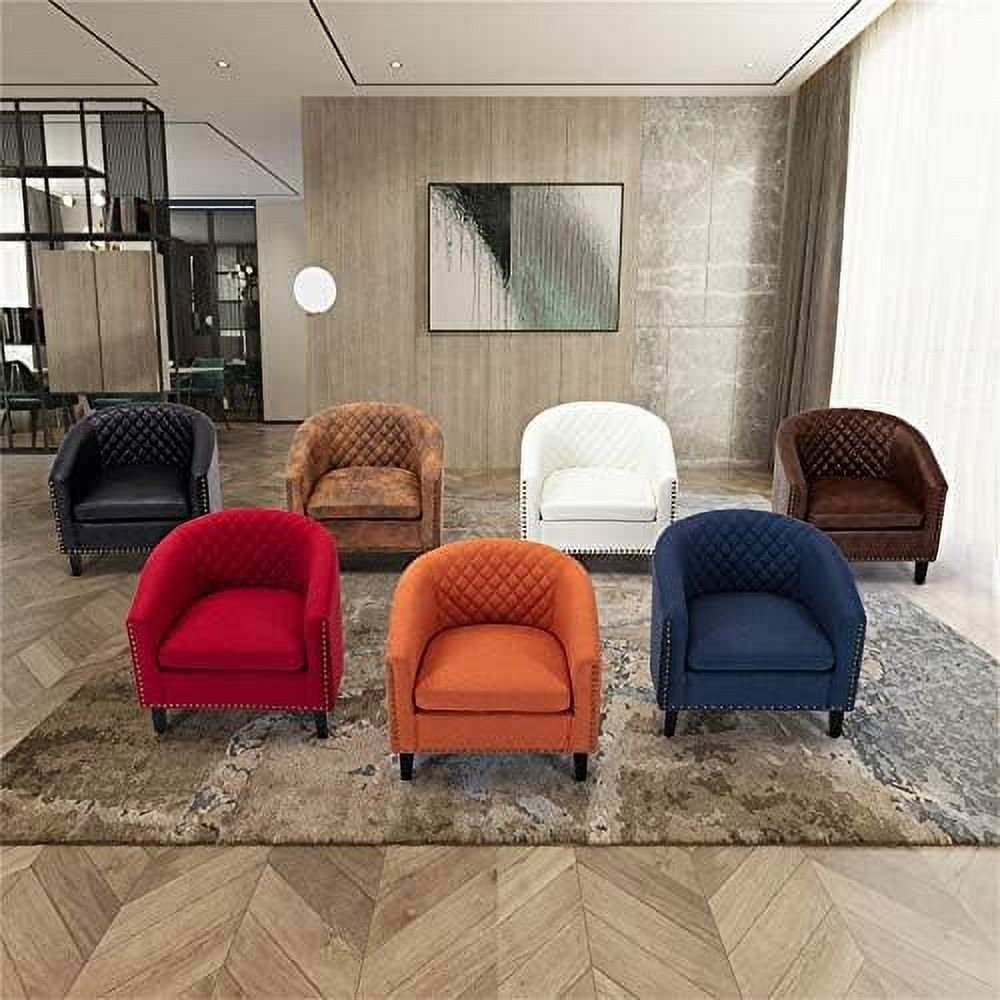 White Leather Upholstered Accent Arm Chair with Solid Wood Legs V612