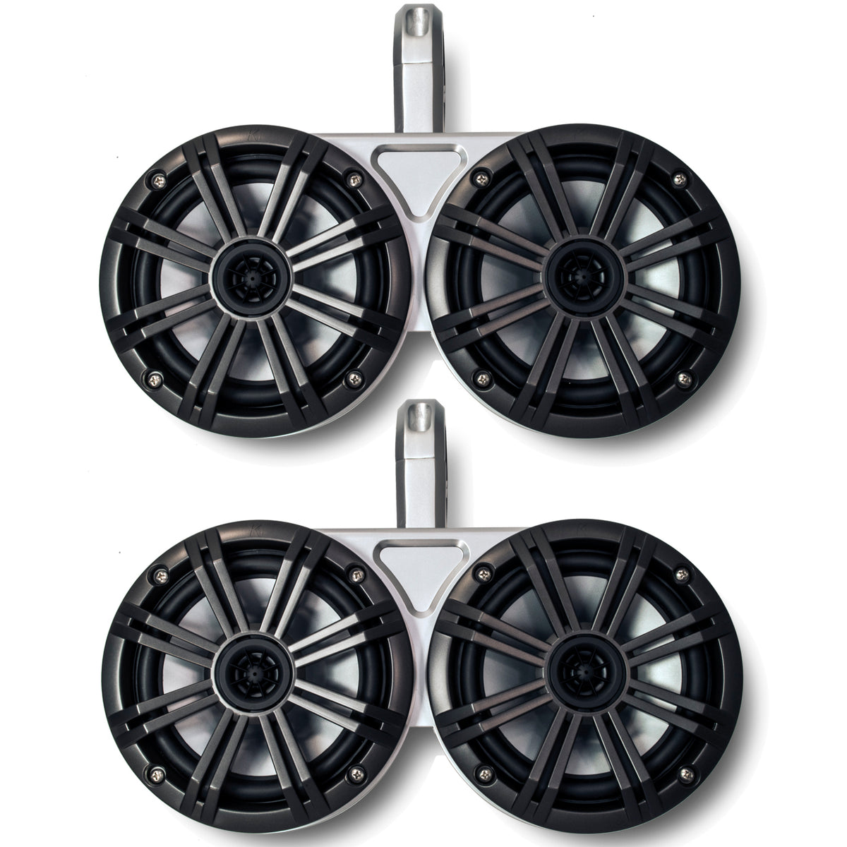 White Dual Wake Tower System with Charcoal 6.5" Marine RGB LED Speakers C642705