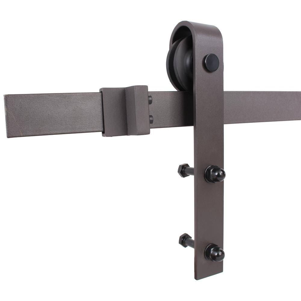38 in. x 84 in. Weather Oak Stained Pine Wood Sliding Barn Door with Hardware Kit T5404