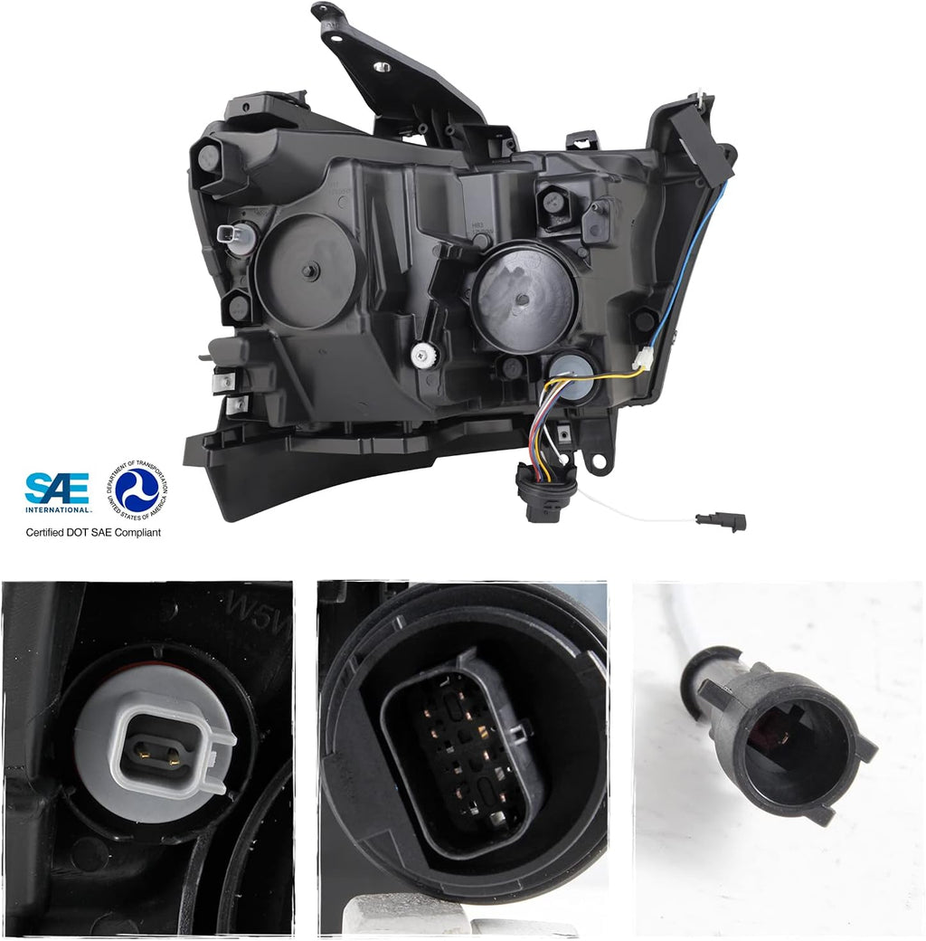 Chrome Housing Dual Projector Full-LED Sequential Light Bar Headlights for Dodge RAM 1500 U871408
