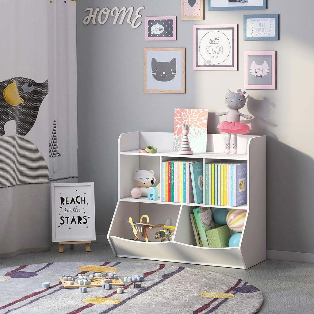 White Toy Storage Organizer with Bookcase R19211