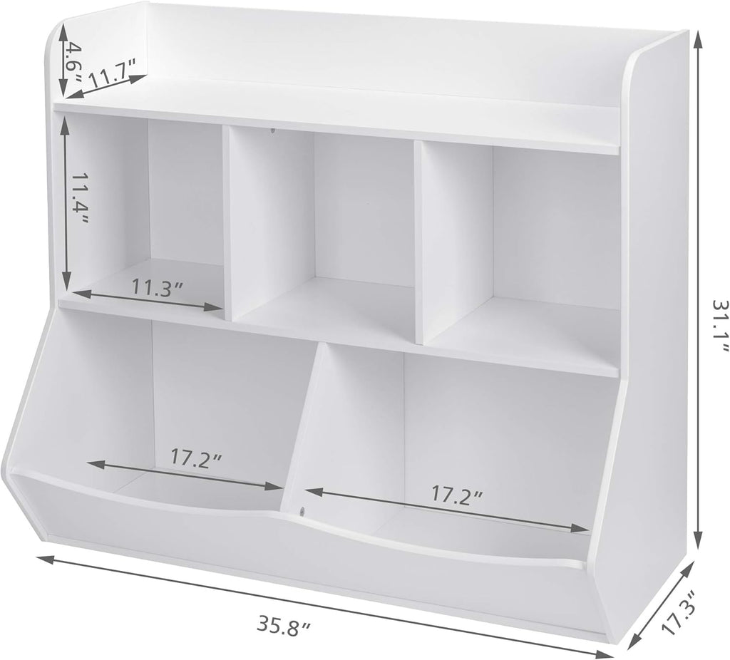 White Toy Storage Organizer with Bookcase R19211