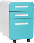3-Drawer File Cabinet White/Red M600654