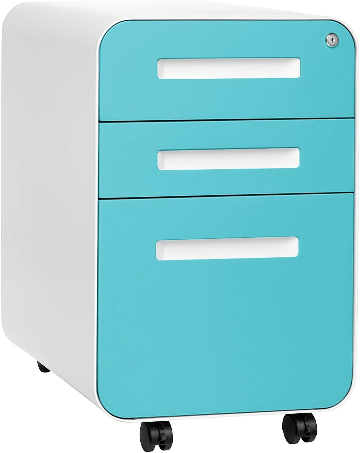 3-Drawer File Cabinet White/Red M600654