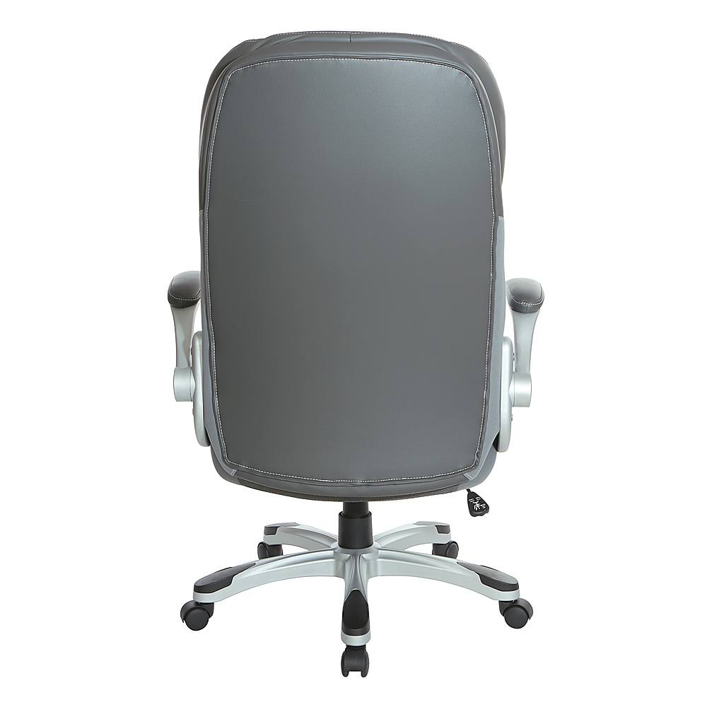 Grey Bonded Leather Executive Chair with Flip Arms Q359230