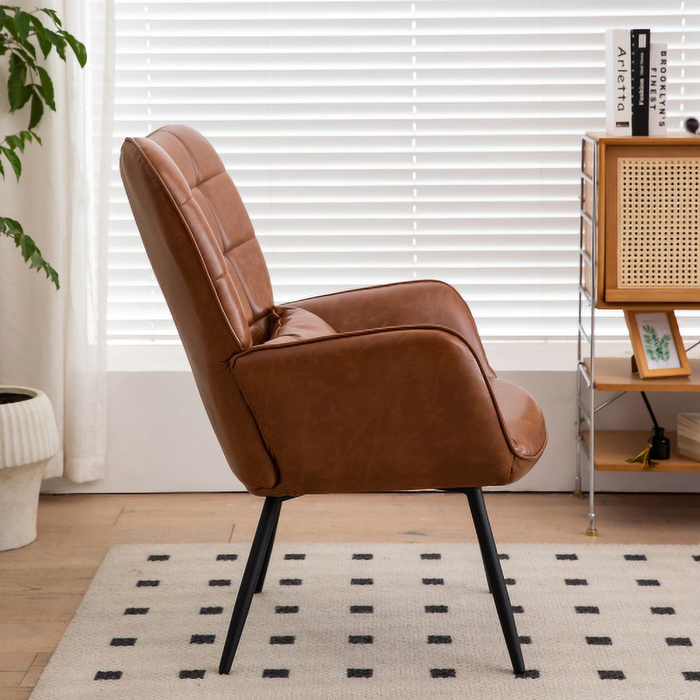Bonded Leather High Back Accent Chair with Metal Legs L458