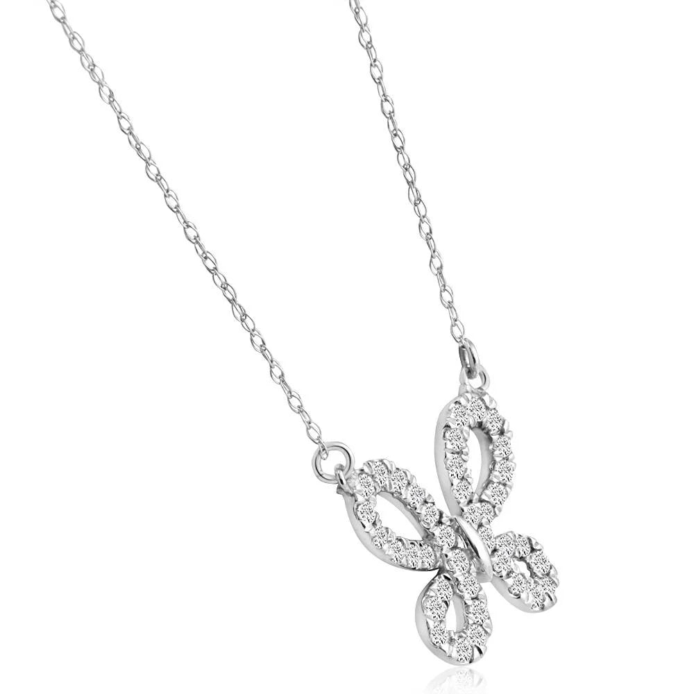 Natural Diamond Butterfly Pendant 18" Necklace K10436