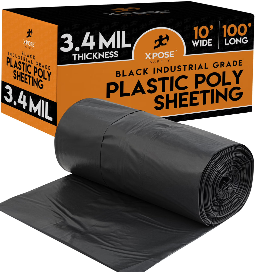 Black Poly Sheeting 10 x 100 Feet Heavy Duty 3.4 Mil Thick Plastic Tarp Waterproof Cover I8997