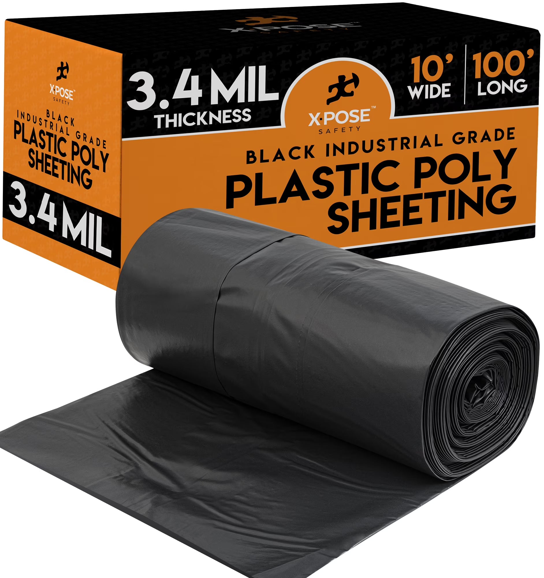 Black Poly Sheeting 10 x 100 Feet Heavy Duty 3.4 Mil Thick Plastic Tarp Waterproof Cover I8997
