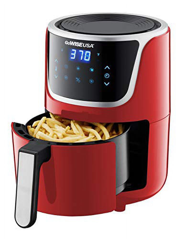 Red/Silver Electric Mini Air Fryer with Digital Touchscreen W857