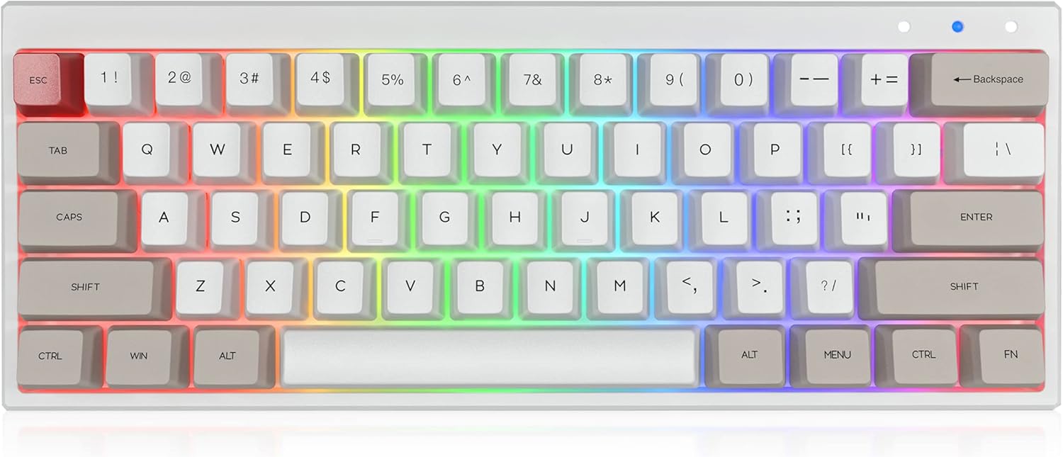 White 61Key Ultra-Compact Mechanical Keyboard with PBT Pudding Keycap, Hot Swappable, Pack of 2 Y598