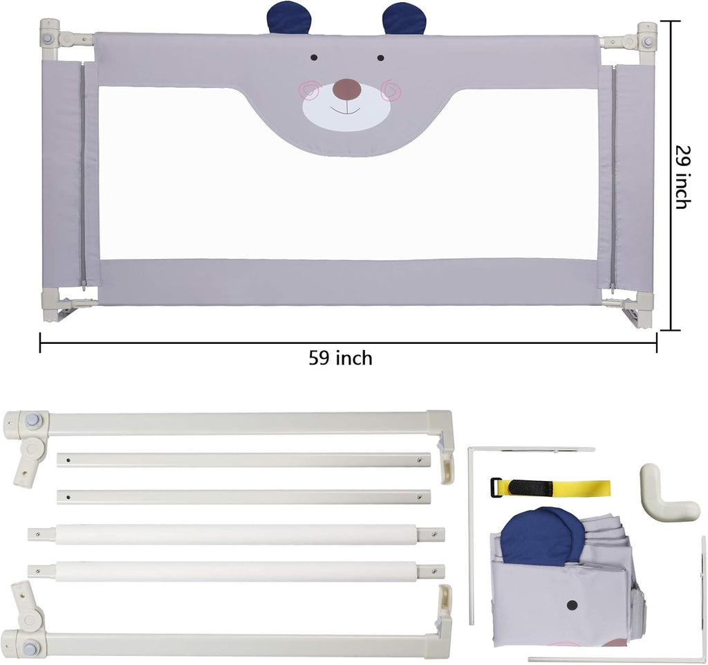 Extra Tall Safety Bed Guardrail for Kids, Fits Queen Size Bed I33174