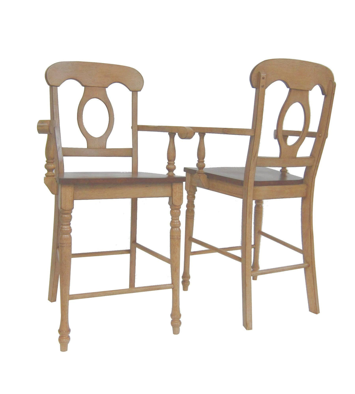 Two Tone Light Wood Counter Height Barstool with Arms, Set of 2 D90251