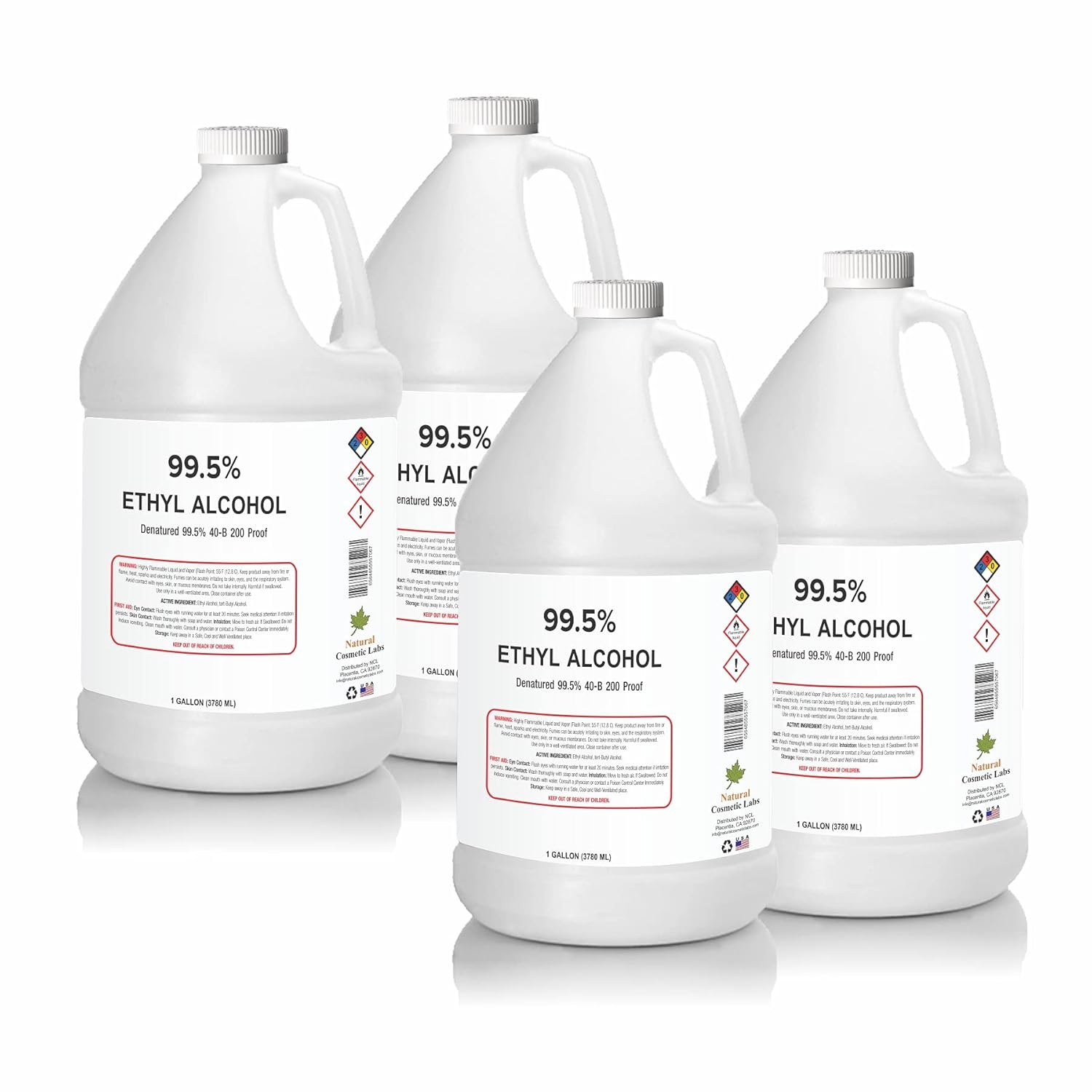 Ethyl Alcohol 99.5% Proof Alcohol, Gallon - Pack of 4 J591308