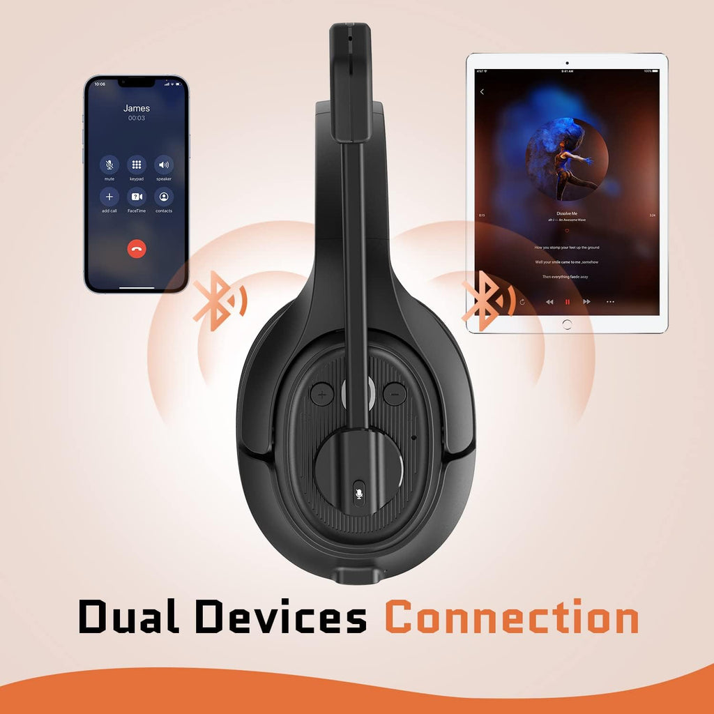 Noise Canceling Wireless Over Ear Bluetooth Headset with Microphone, Pack of 2 A701219