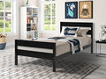 White Twin Wood Platform Bed with Headboard and Footboard X6513