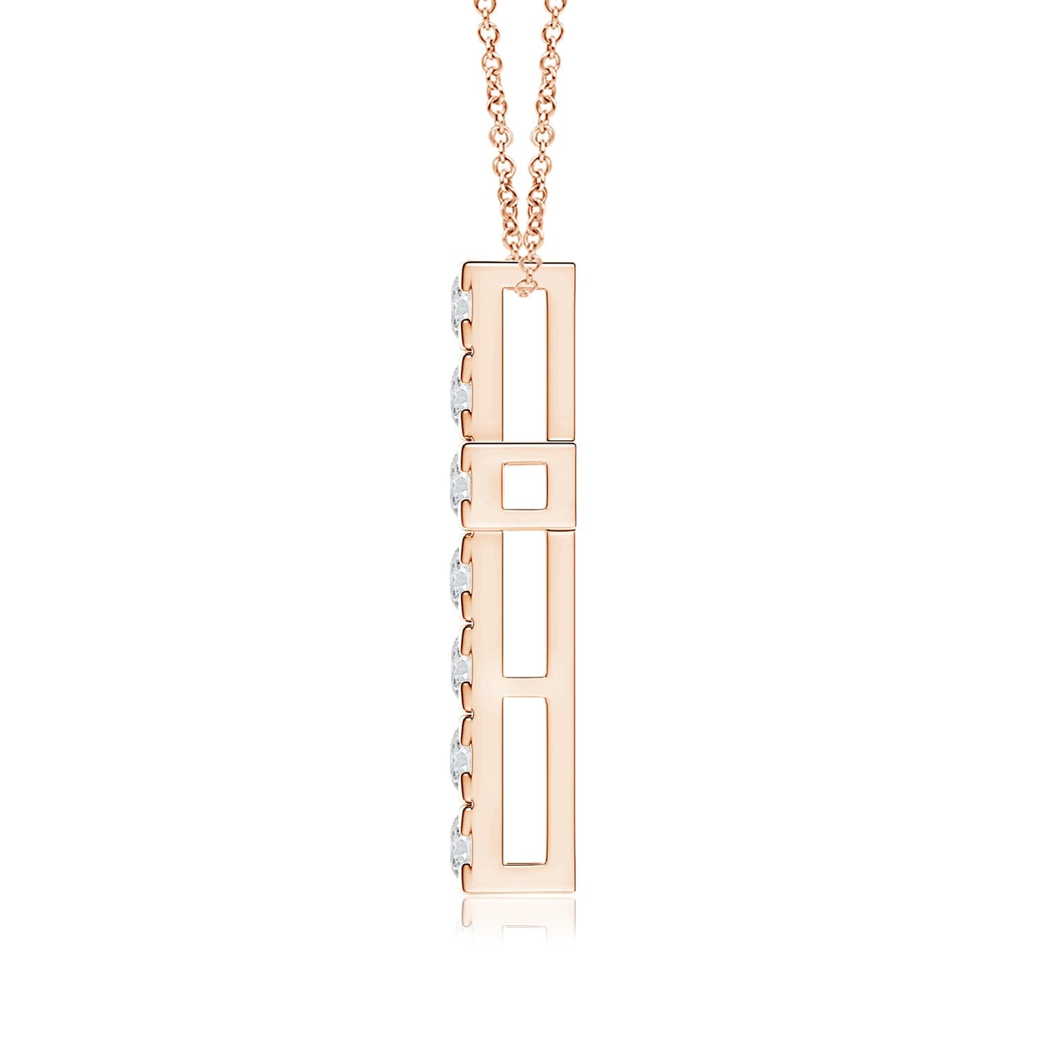 Diamond Cross Pendant Necklace in 14K Rose Gold I612
