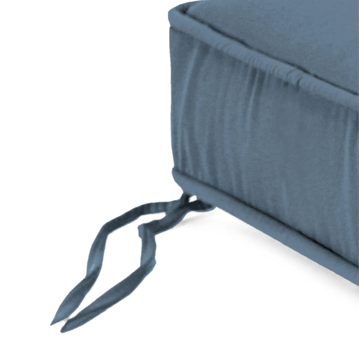 Sunbrella Denim Blue Rectangular Outdoor Deep Seat Chair Cushion with Ties and Welt K714081