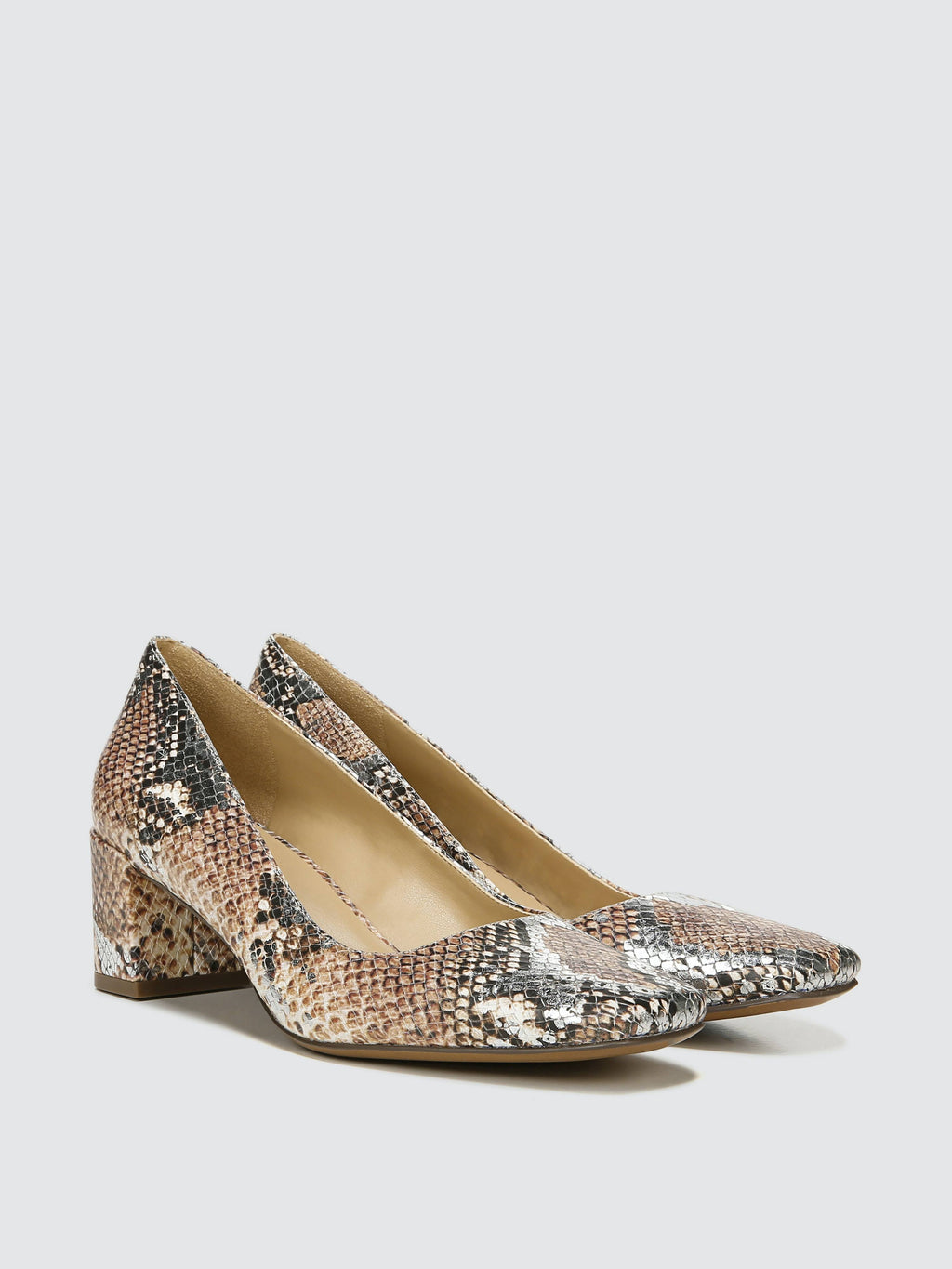 Tan Metallic Snake Leather Pumps H144